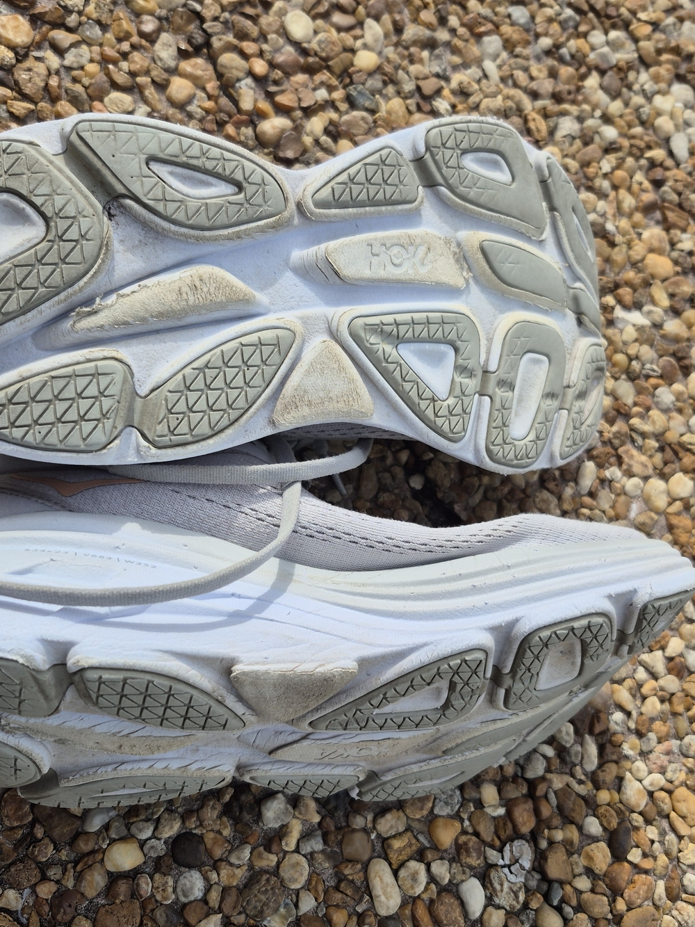 Hoka One One Women's Running Shoes - Light Gray with Coral Accents - Picture 10 of 12